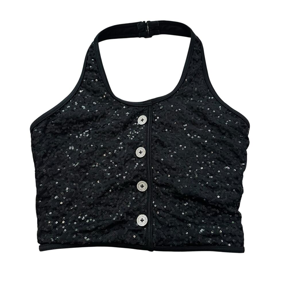 Weissman Black Sequin Crop Top